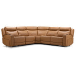 Jackson Leather 5-Piece Power Reclining Sectional with Heat and Massage - Butternut