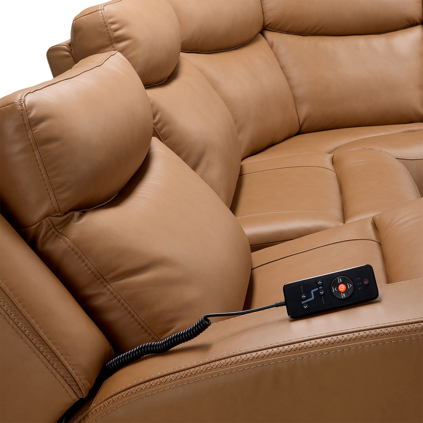 Jackson Leather 5-Piece Power Reclining Sectional with Heat and Massage - Butternut