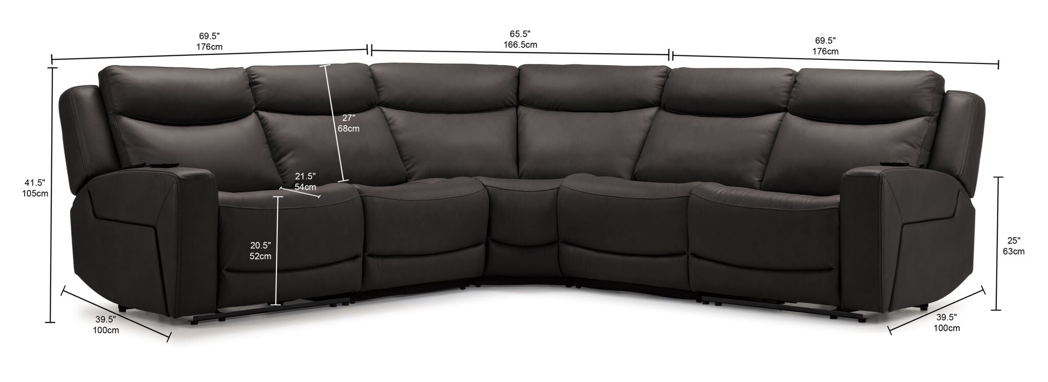 Jackson Leather 5-Piece Power Reclining Sectional with Heat and