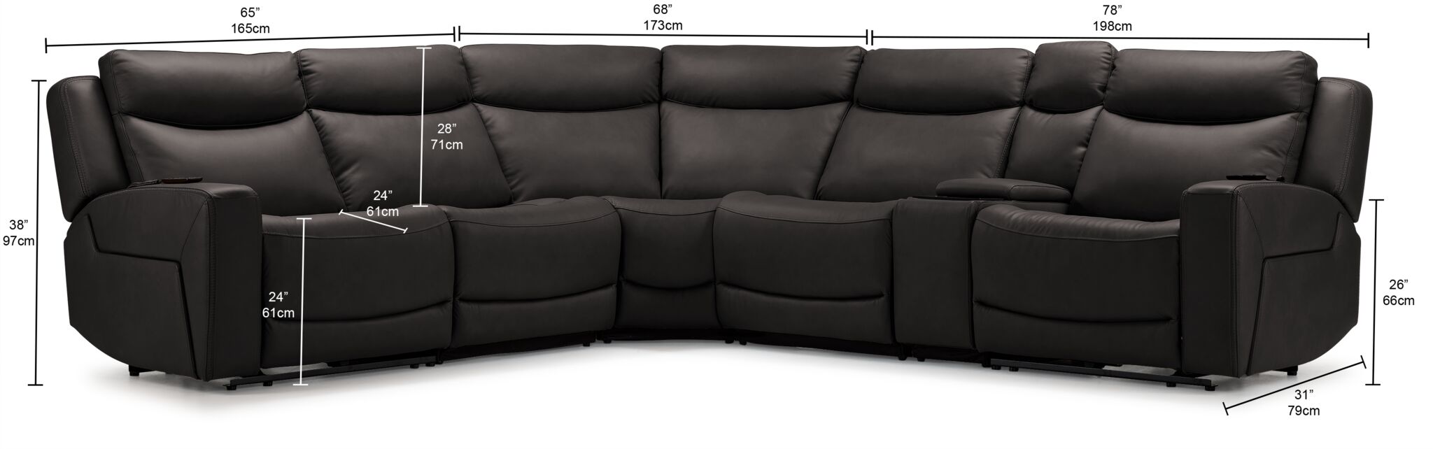 Jackson Leather 6-Piece Power Reclining Sectional with Heat and