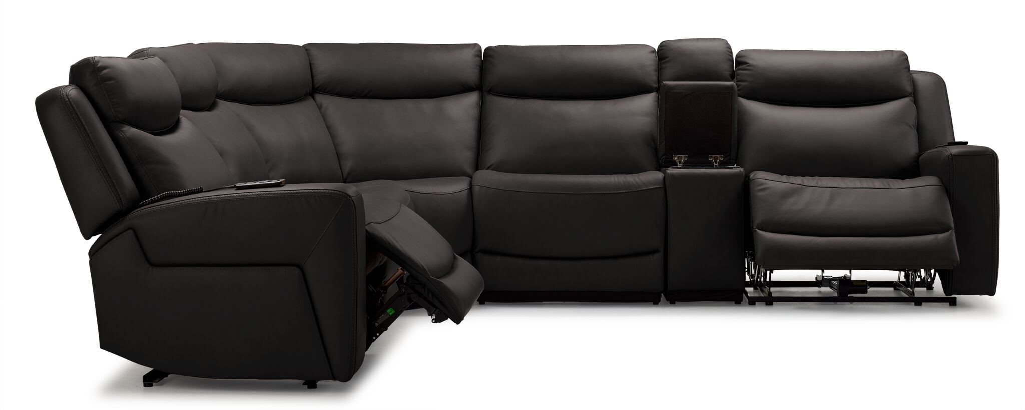 Jackson Leather 6-Piece Power Reclining Sectional with Heat and Massage - Charcoal