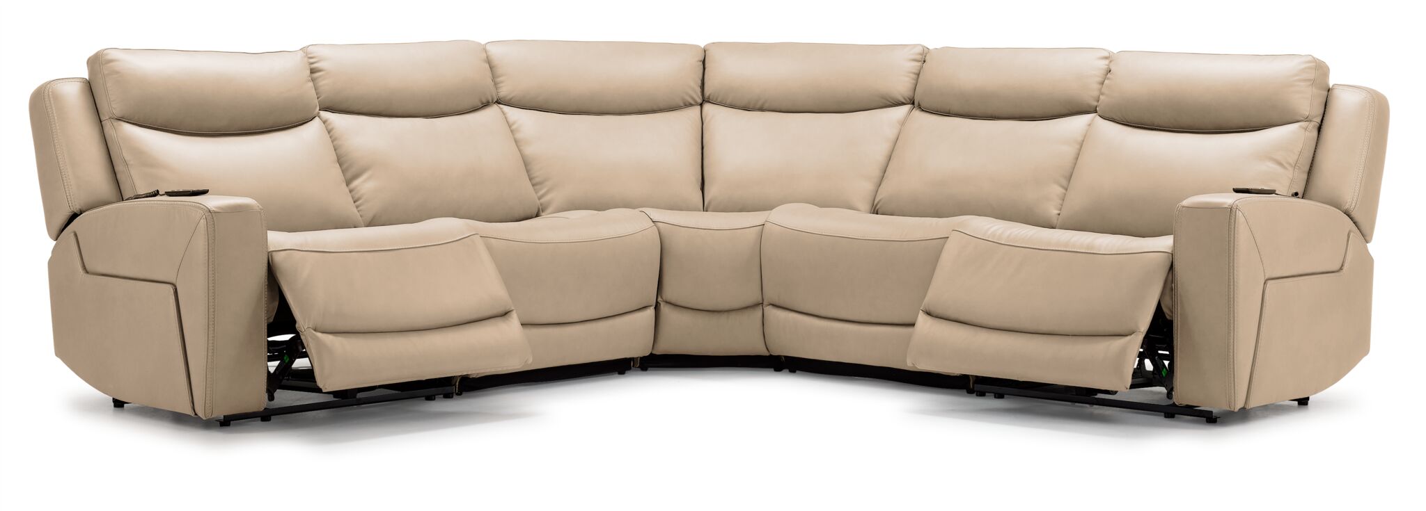 レオン Jackson Leather 5-Piece Power Reclining Sectional with Heat and