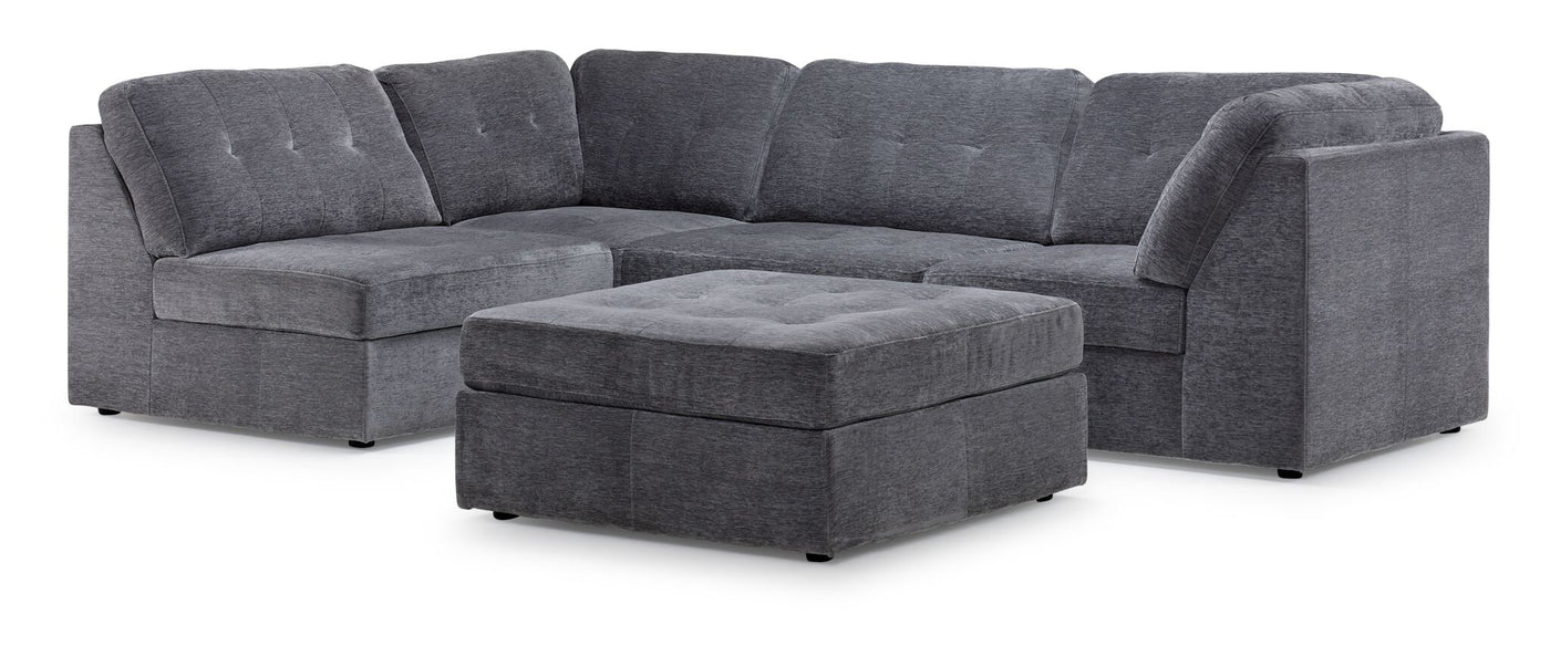 Jayce 5-Piece Modular Sectional with Ottoman - Grey