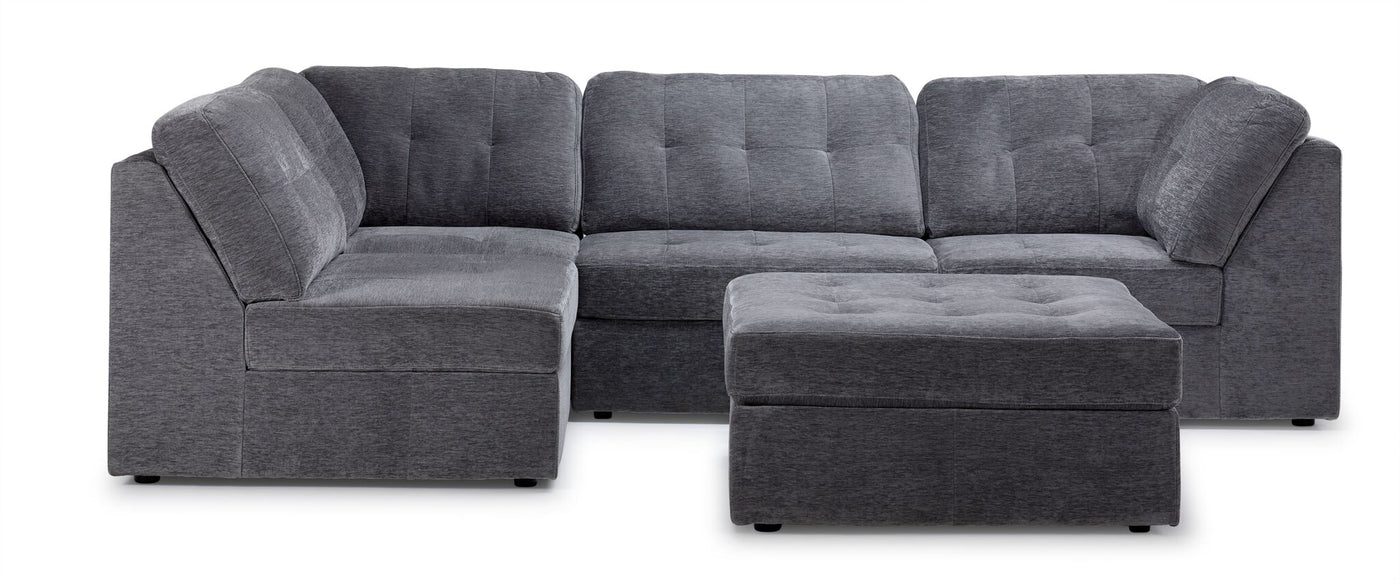 Jayce 5-Piece Modular Sectional with Ottoman - Grey