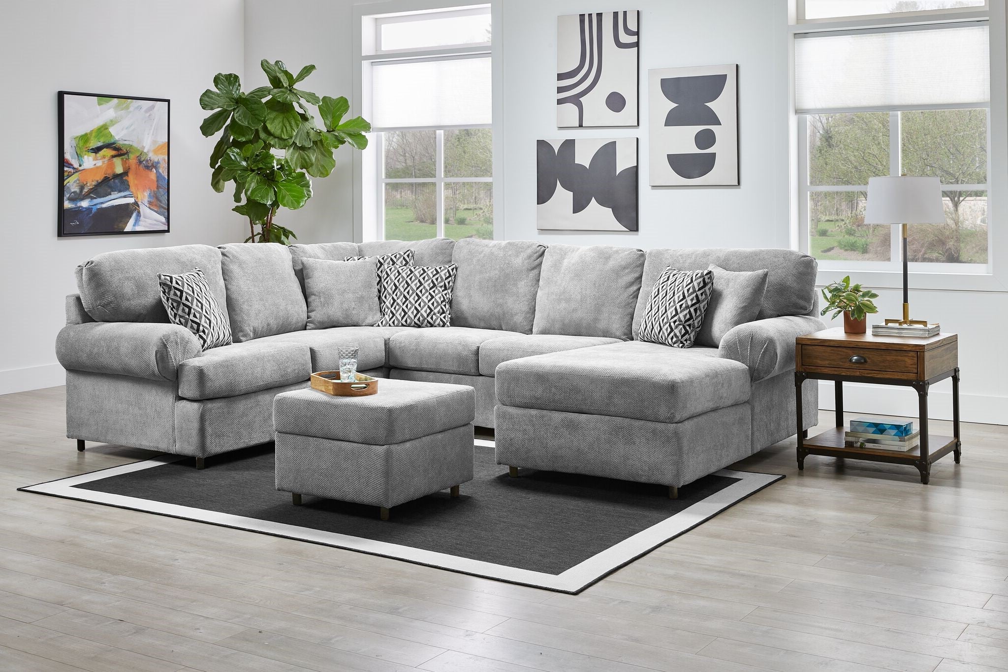 Jupiter 4-Piece Sectional with Right-Facing Chaise - Ash Grey