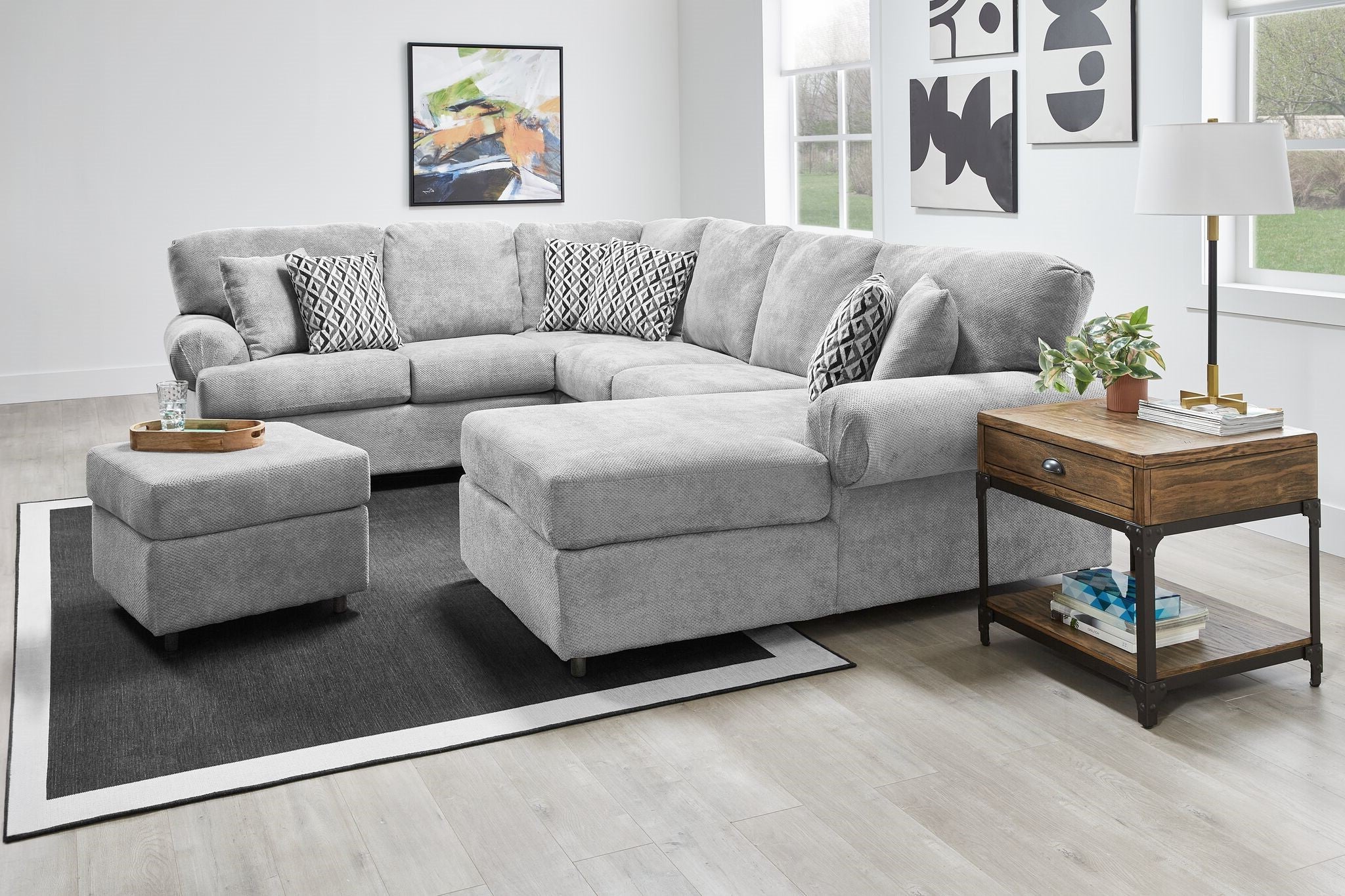 Jupiter 4-Piece Sectional Sofa with Right-Facing Chaise - Ash Grey