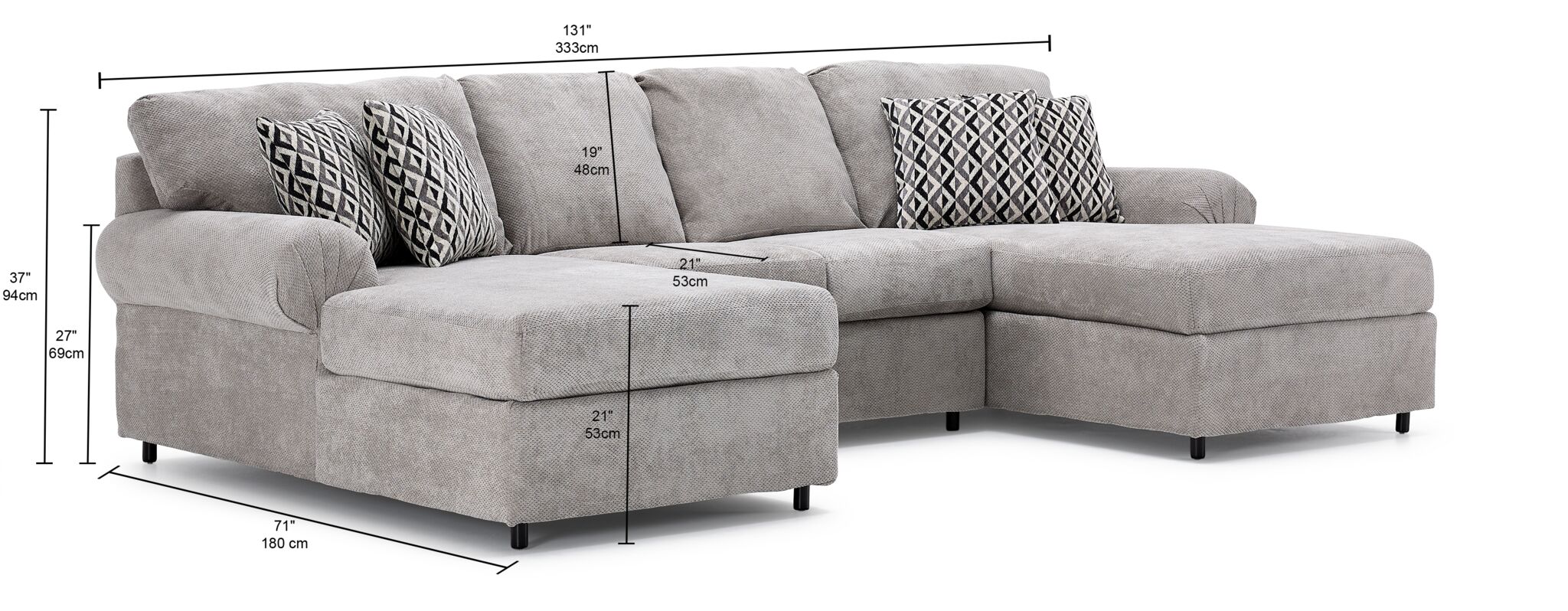Jupiter 3-Piece Sectional - Ash Grey