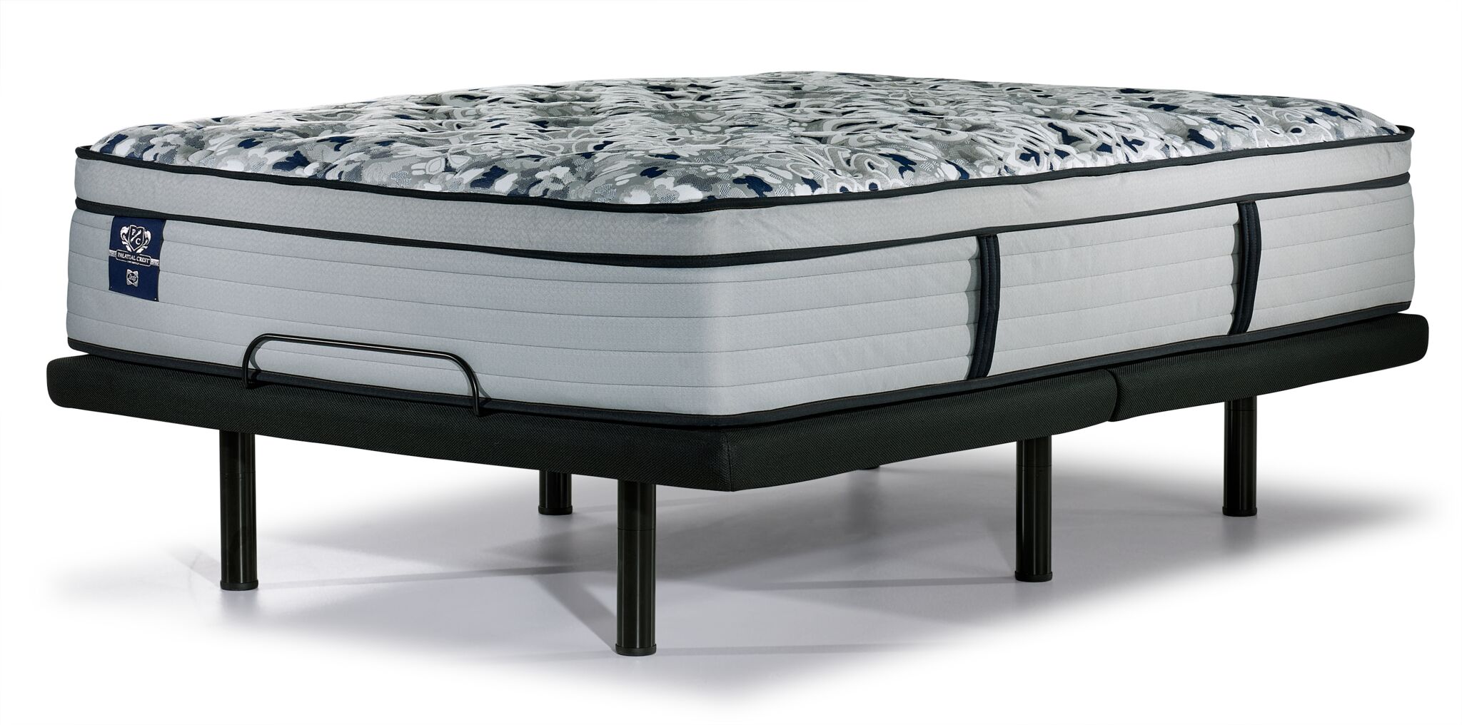 Sealy Posturepedic® Palatial Crest® Tenley II Medium Eurotop Queen Mattress and L2 Motion Pro Adjustable Base