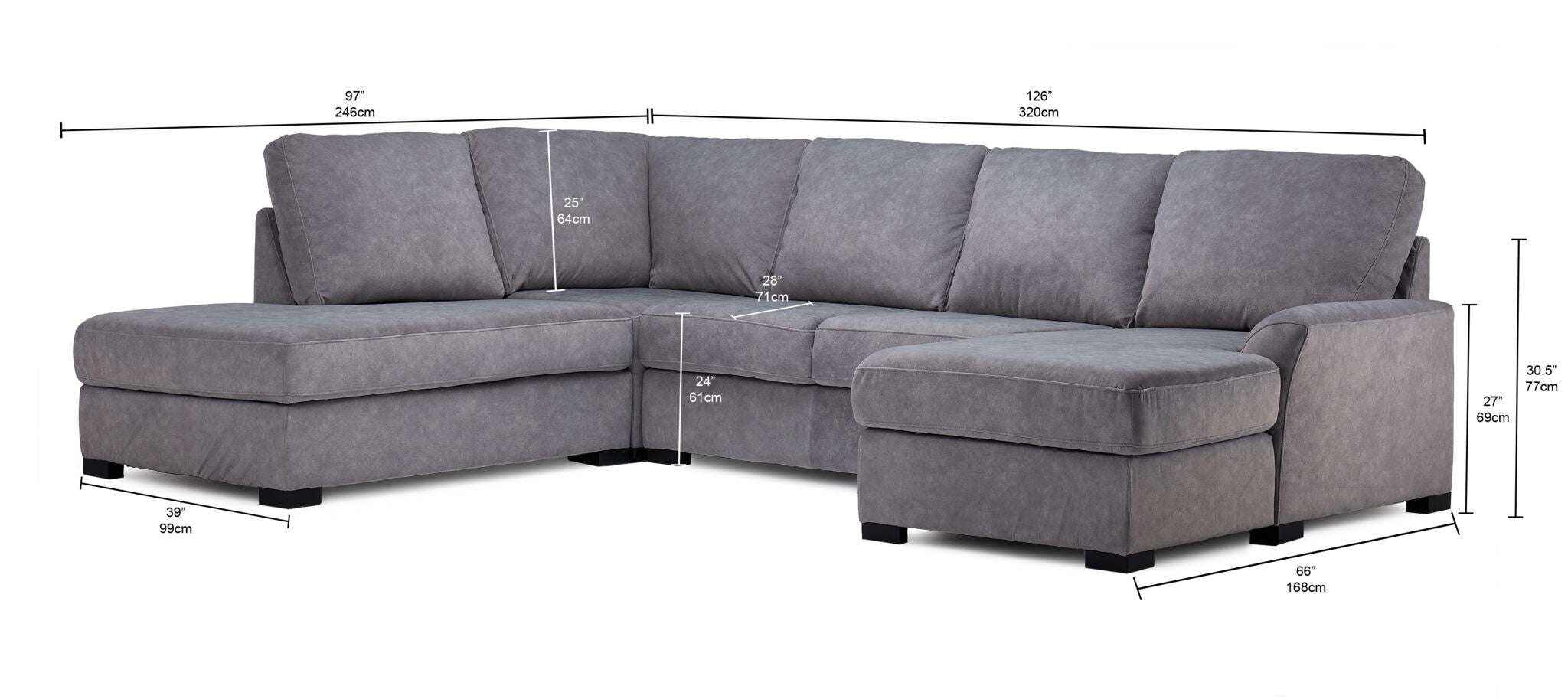 Kaylin 4-Piece Sectional with Right-Facing Chaise - Grey
