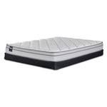 Sealy Essentials Kairo Medium Euro Top Queen mattress and low profile boxspring set with quilted white top and black base
