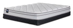 Sealy Essentials Kairo Medium Euro Top Queen mattress and low profile boxspring set with quilted white top and black base