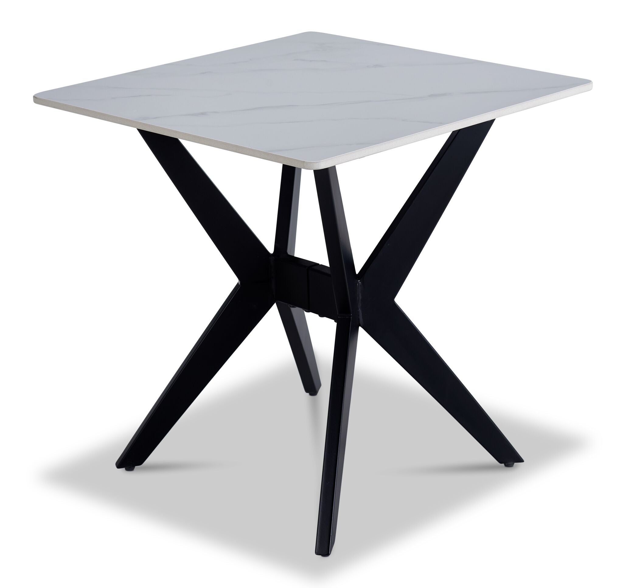 Kalani 21.75" End Table - White Sintered Stone & Black Metal