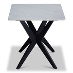 Kalani 21.75" End Table - White Sintered Stone & Black Metal