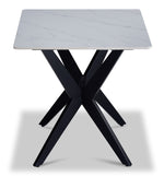 Kalani 21.75" End Table - White Sintered Stone & Black Metal
