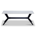 Kalani 47" Coffee Table - White Sintered Stone & Black Metal