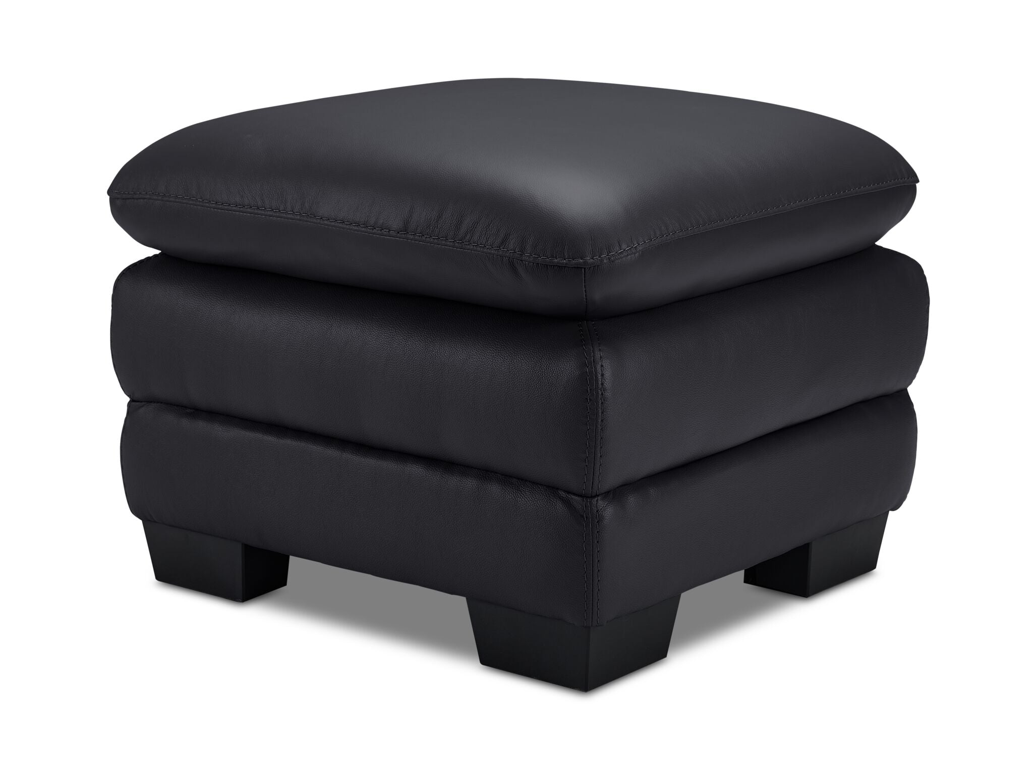 Kendrick Leather Ottoman - Black