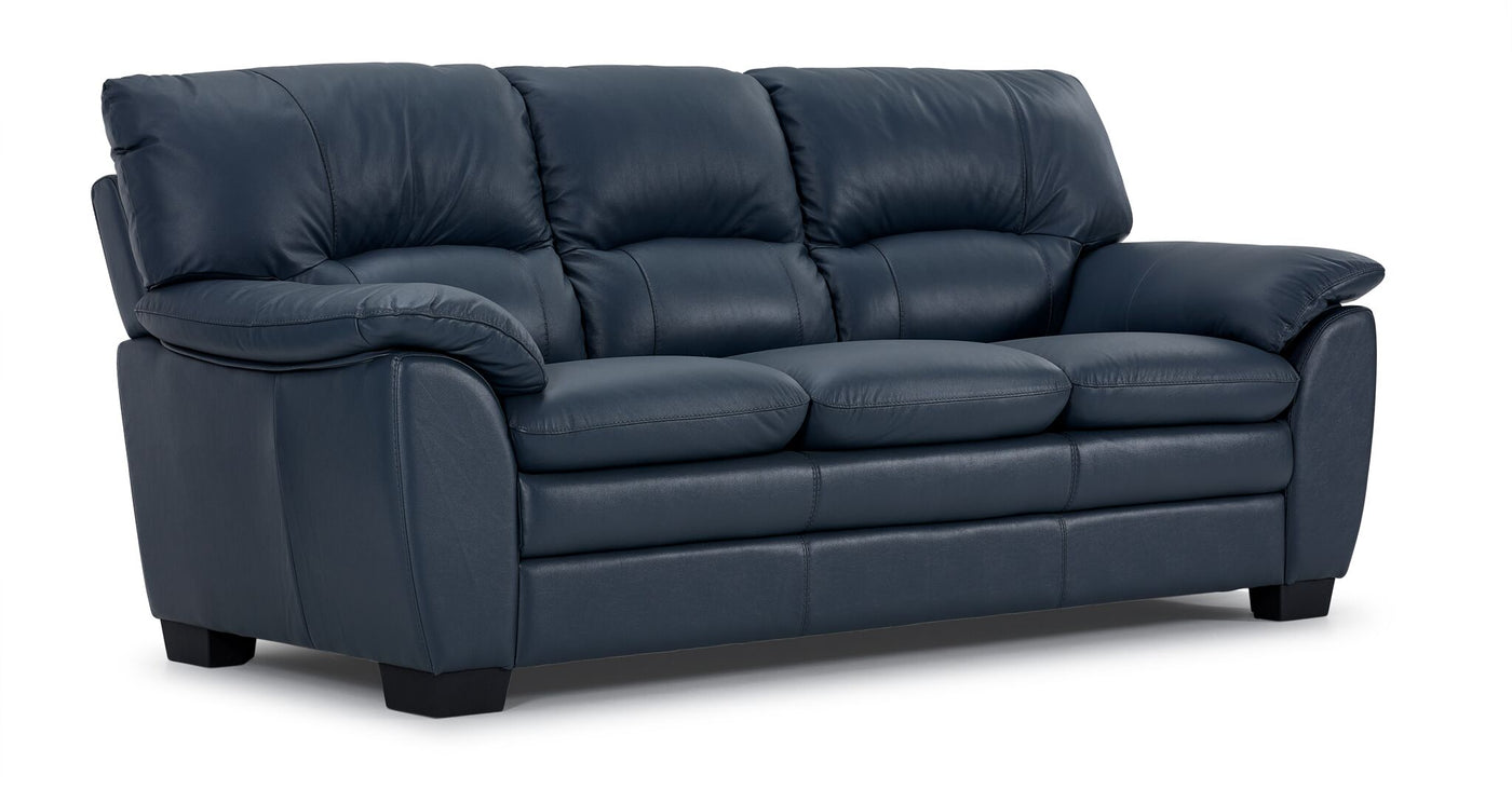 Kendrick Leather Sofa, Loveseat and Chair Set Blue Leon's