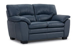 Kendrick Leather Sofa, Loveseat and Chair Set - Blue