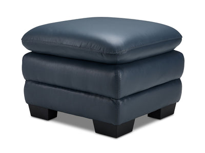 Kendrick Leather Ottoman - Blue