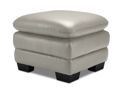 Kendrick Leather Ottoman - Silver Grey