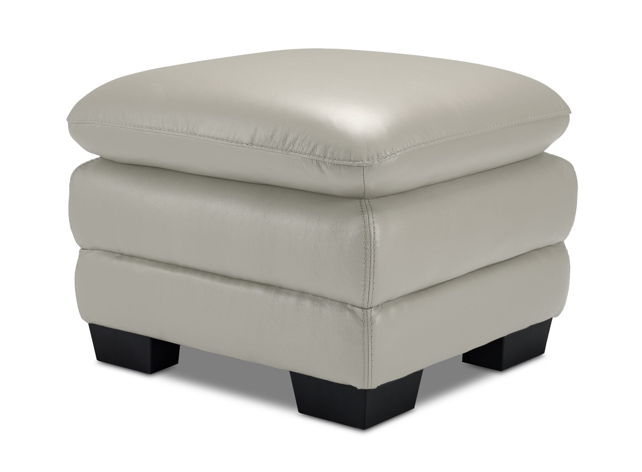 Kendrick Leather Ottoman - Silver Grey