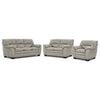 Kendrick Leather Sofa, Loveseat and Chair Set - Silver Grey