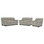 Kendrick Leather Sofa, Loveseat and Chair Set - Silver Grey