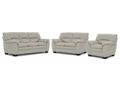 Kendrick Leather Sofa, Loveseat and Chair Set - Beige