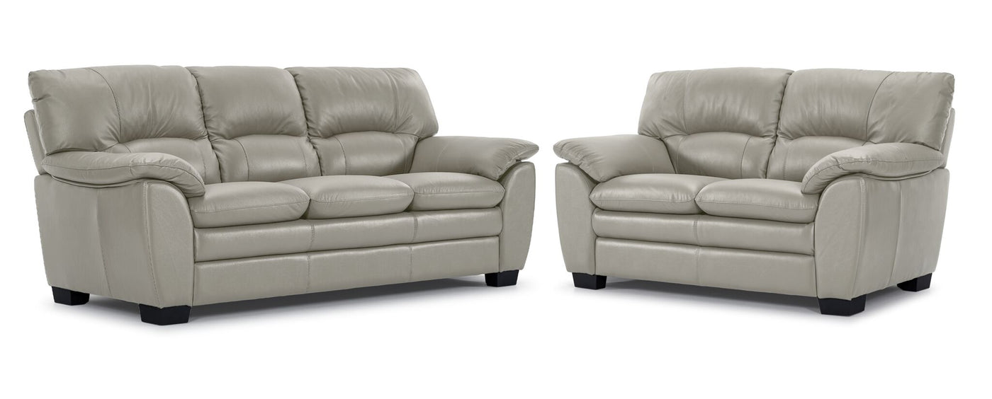 Kendrick Leather Sofa and Loveseat Set - Beige