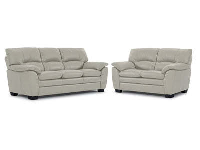 Kendrick Leather Sofa and Loveseat Set - Beige