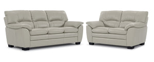 Kendrick Leather Sofa and Loveseat Set - Beige