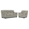 Kendrick Leather Sofa and Chair Set - Silver Grey