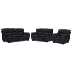 Kendrick Leather Sofa, Loveseat and Chair Set - Black