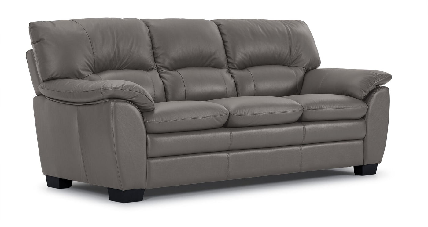 Kendrick Leather Sofa and Loveseat Set - Grey