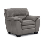 Kendrick Leather Sofa and Chair Set - Grey