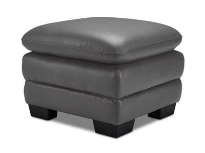 Kendrick Leather Ottoman - Grey