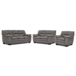 Kendrick Leather Sofa, Loveseat and Chair Set - Grey
