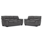 Kendrick Leather Sofa and Loveseat Set - Grey