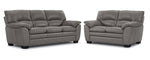 Kendrick Leather Sofa and Loveseat Set - Grey