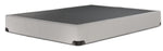 Kingsdown White Boucle full boxspring with beige polyester upholstery and a black support surface, angled view