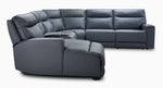 Kingsley Leather 6-Piece Power Reclining Sectional with Left-Facing Chaise - Blue