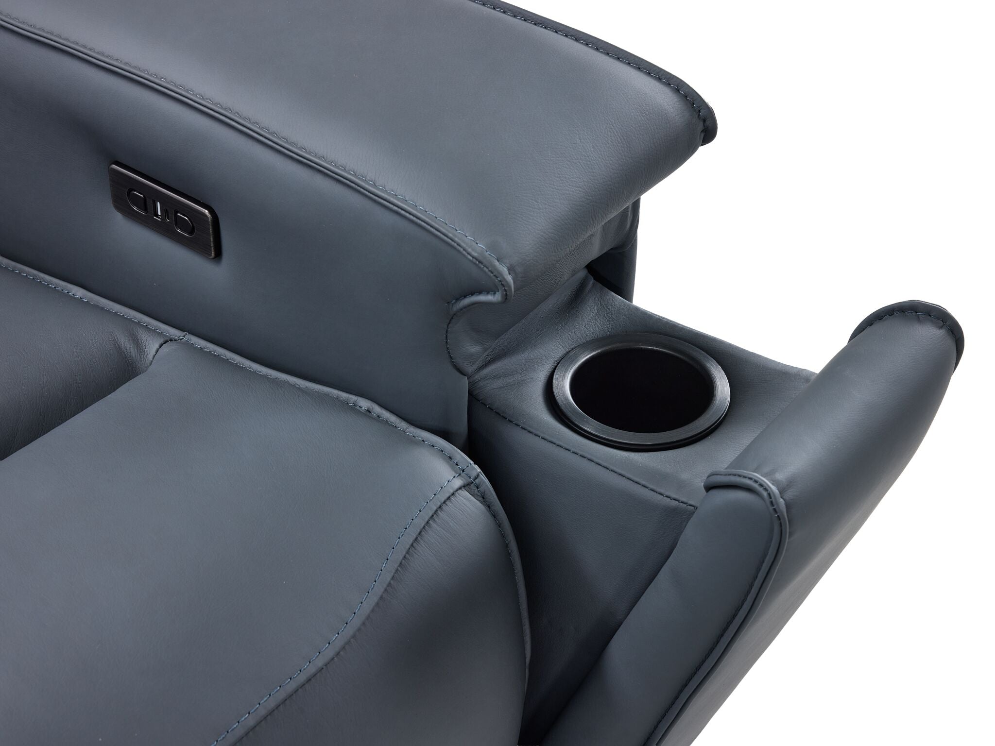 Kingsley Leather 6-Piece Power Reclining Sectional with Left-Facing Chaise - Blue