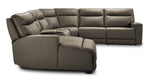 Kingsley Leather 6-Piece Power Reclining Sectional with Left-Facing Chaise - Grey