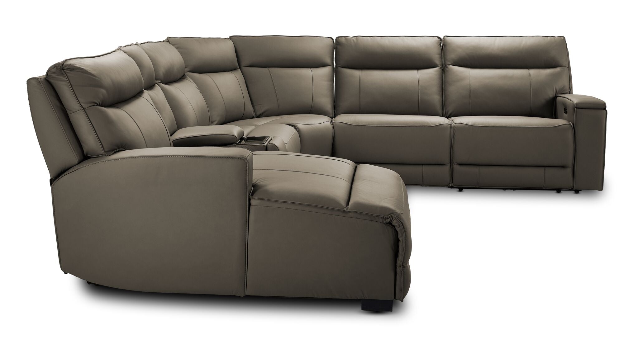 Kingsley Leather 6-Piece Power Reclining Sectional with Left-Facing Chaise - Grey