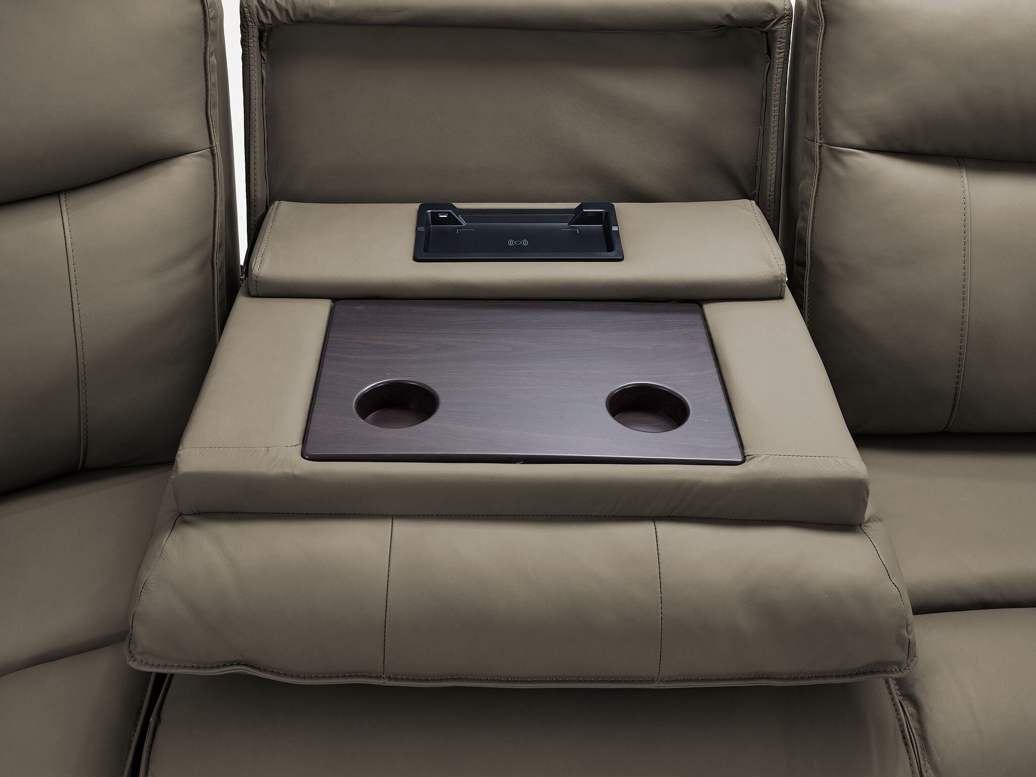 Kingsley Leather 6-Piece Power Reclining Sectional with Left-Facing Chaise - Grey