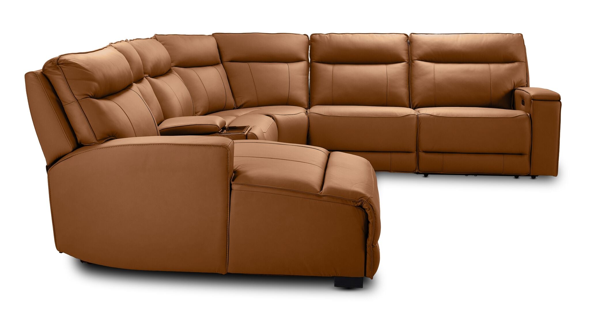 Kingsley Leather 6-Piece Power Reclining Sectional with Left-Facing Chaise - Tan