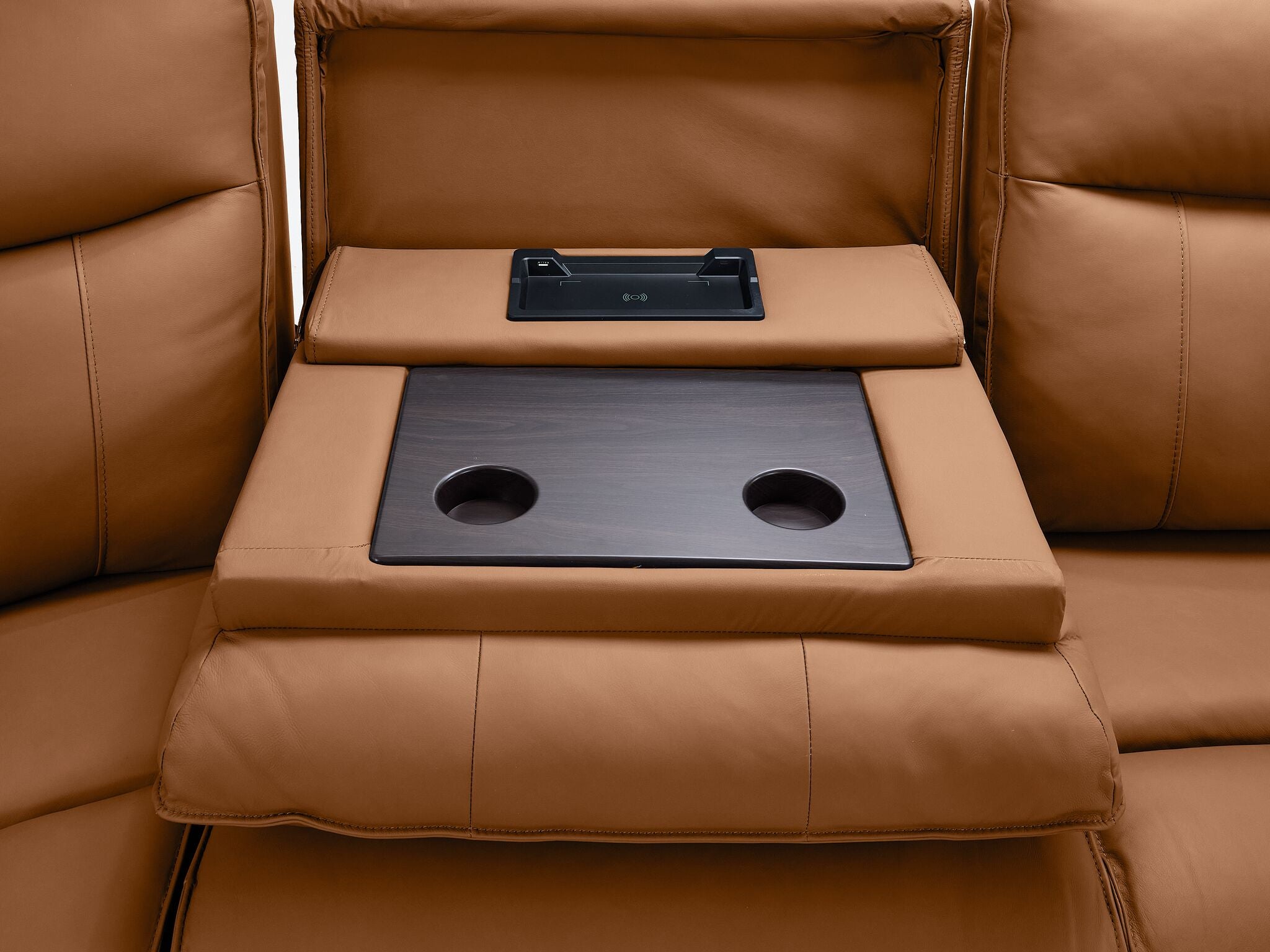 Kingsley Leather 6-Piece Power Reclining Sectional with Left-Facing Chaise - Tan