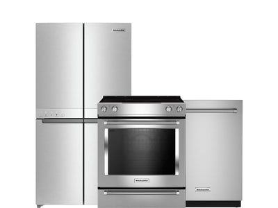 KitchenAid Stainless Steel Kitchen Package with French Door Refrigerator, Electric Range & Built-In Dishwasher