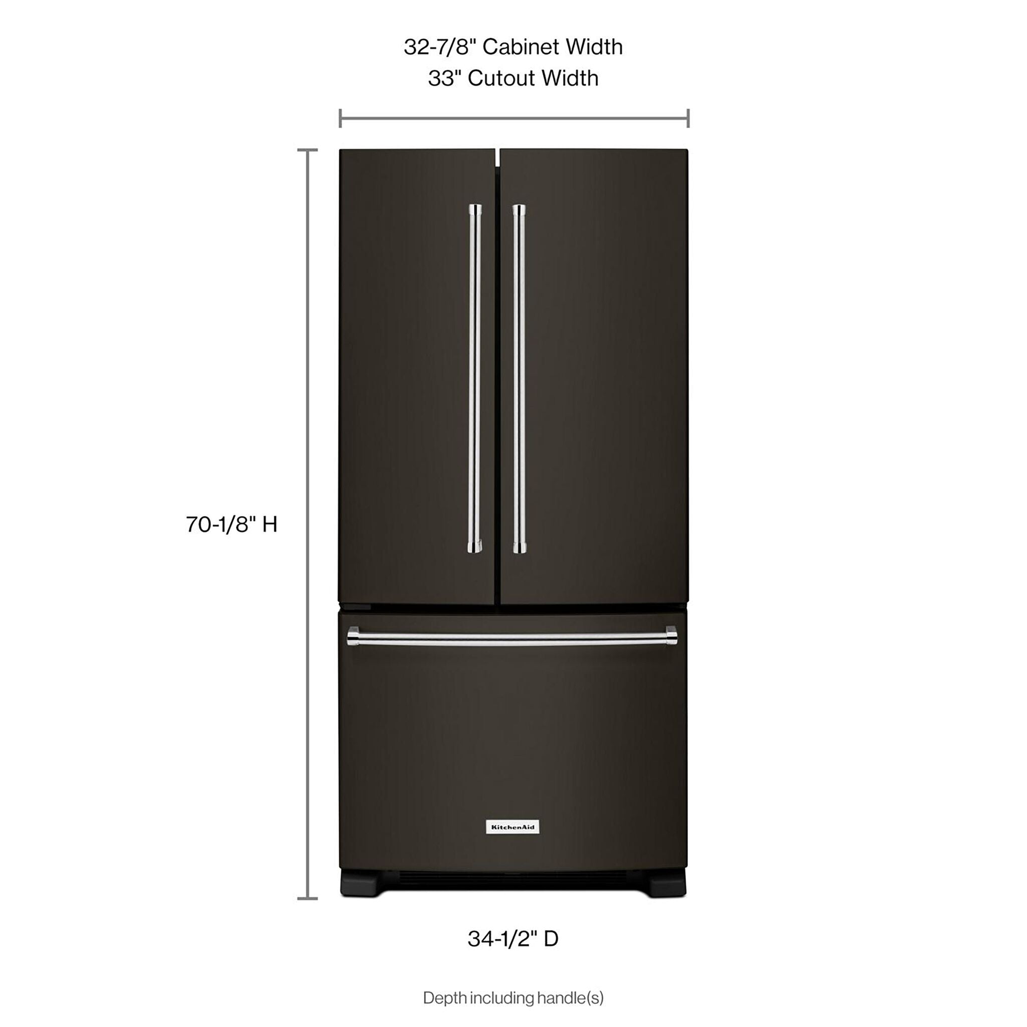KitchenAid 33" 22.1 Cu. Ft. Black Stainless Steel French Door Refrigerator - KRFF302EBS