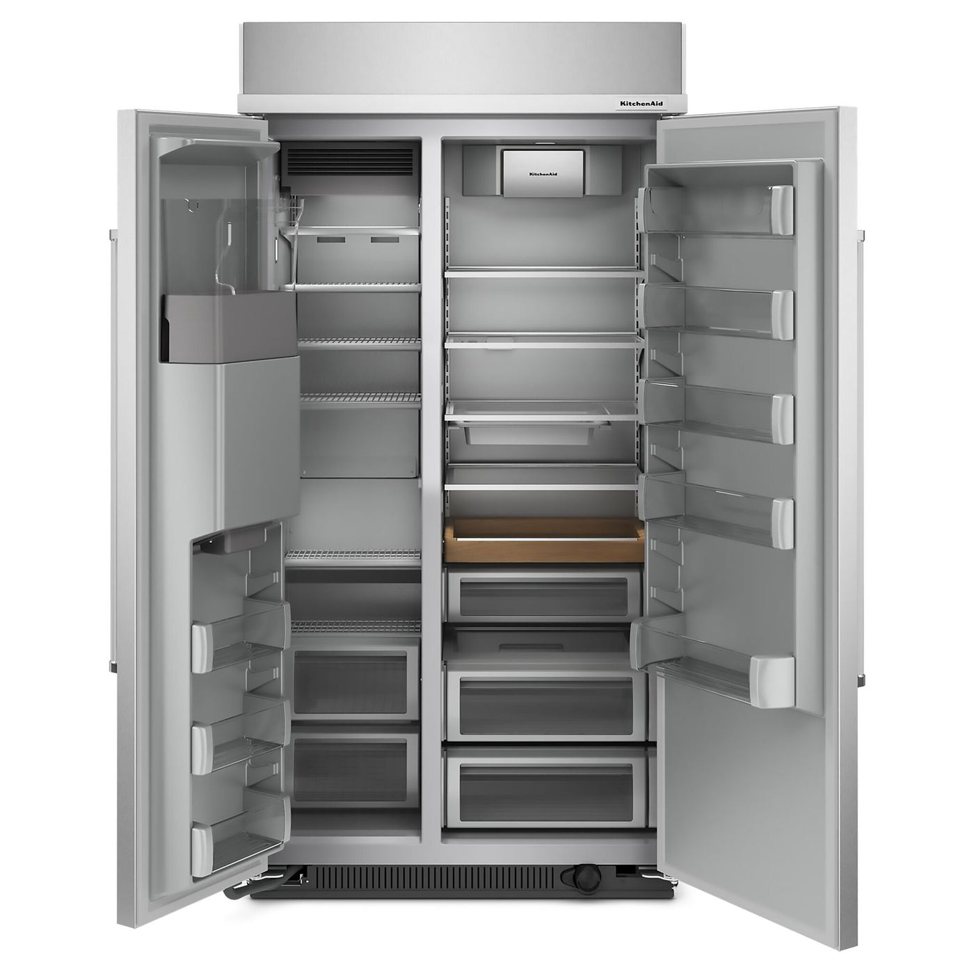 KitchenAid PrintShield Stainless Steel Built-In Side-by-Side Refrigerator with Ice and Water Dispenser (25.1 Cu. Ft.)- KBSD702MSS